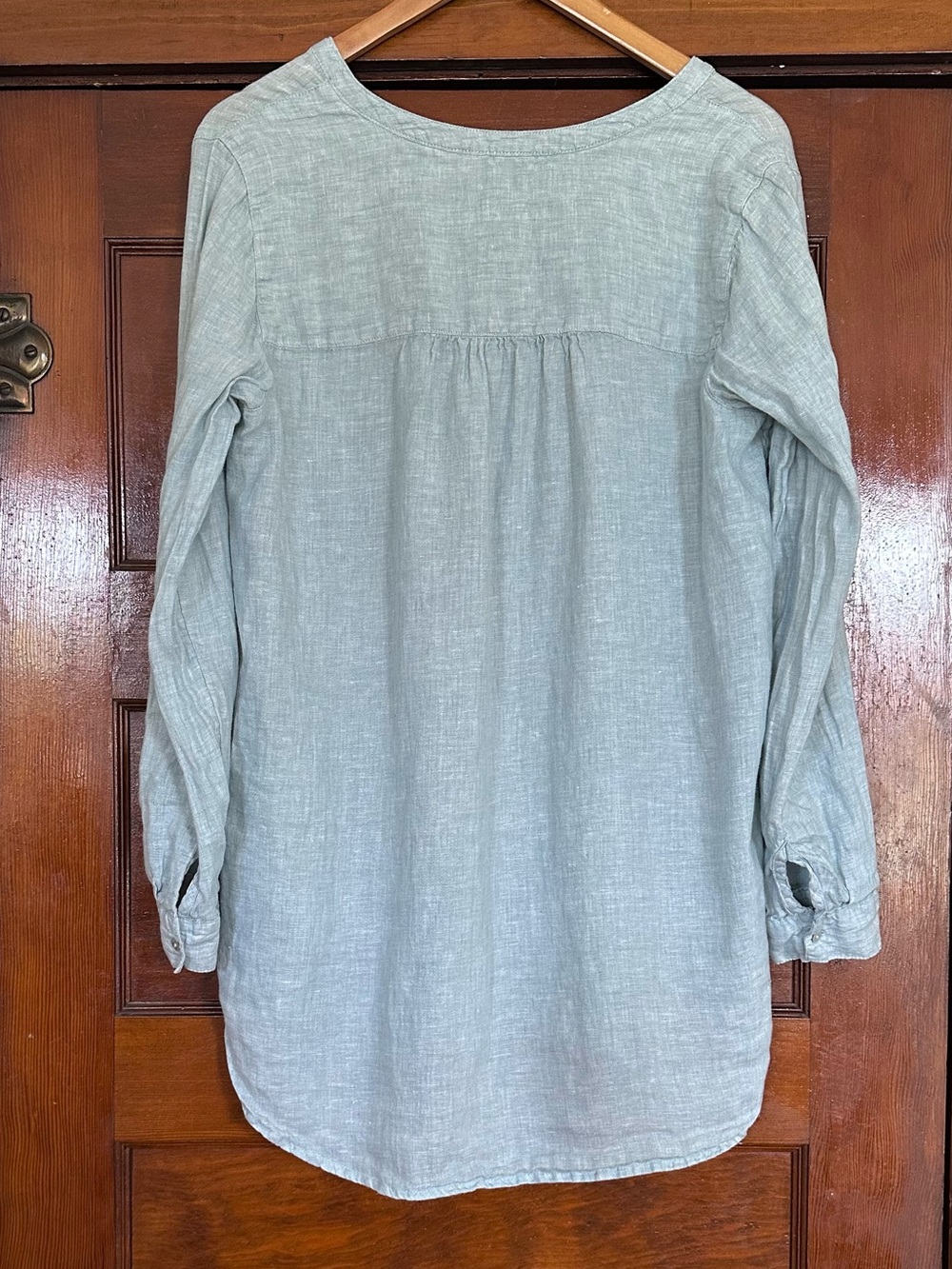Sigrid Olsen Linen Roll Tab Sleeve V-Neck Button Down Tunic Shirt Top Sz Medium - Picture 5 of 10